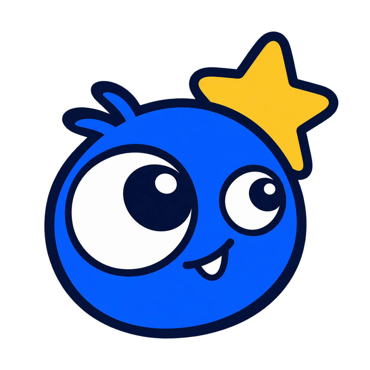 OddBall Studios’ smiling blue mascot with mismatched eyes and a yellow star